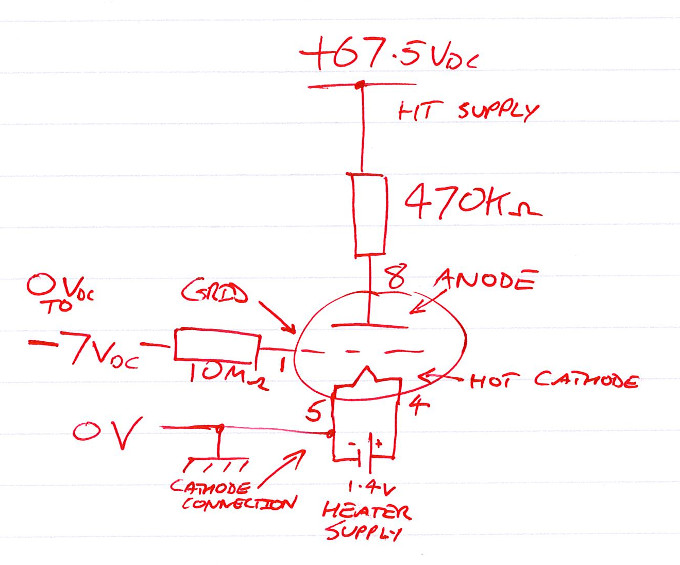 DM71 indicator hot cathode vacuum tube test circuit