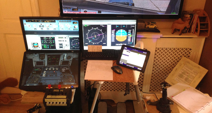 Microsoft Flight Simulator cockput using monitors