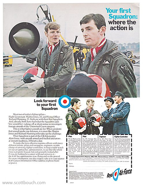 British Mk1A Flying Helmet in 1973 RAF Lightning Recruitment Advert