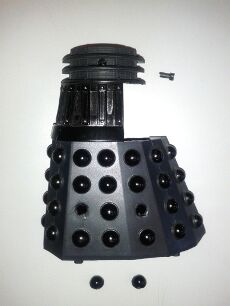 RC Dalek toy hidden screw locations