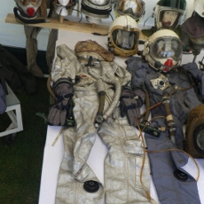 Newark Cockpit Fest 2010 Very early prototype pressure suits. C-Type leather helmets used inside head bubbles