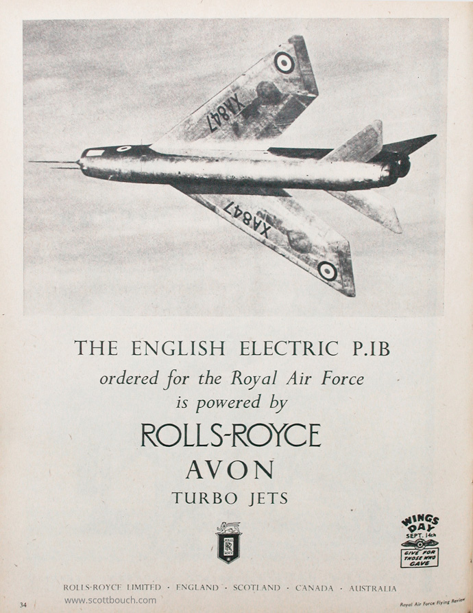 Rolls-Royce Avon Turbojet, P1B Lightning advert