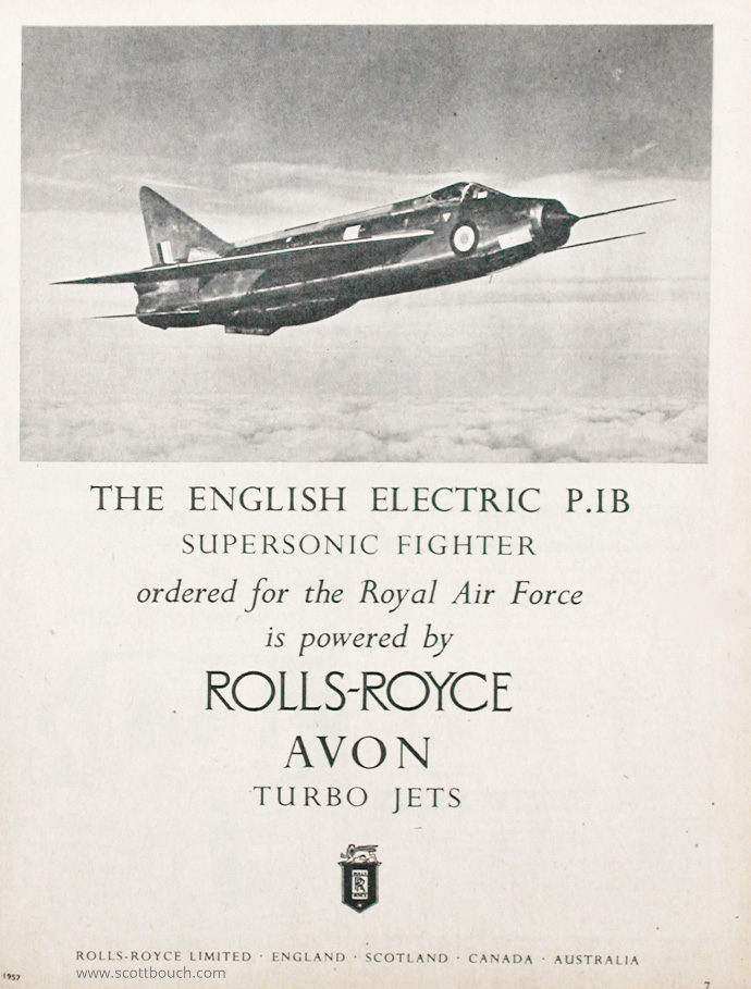 Rolls-Royce Avon Turbojet, P1B Lightning advert