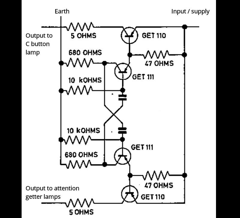 Flasher & Excitation Unit - flasher multivibrator circuit