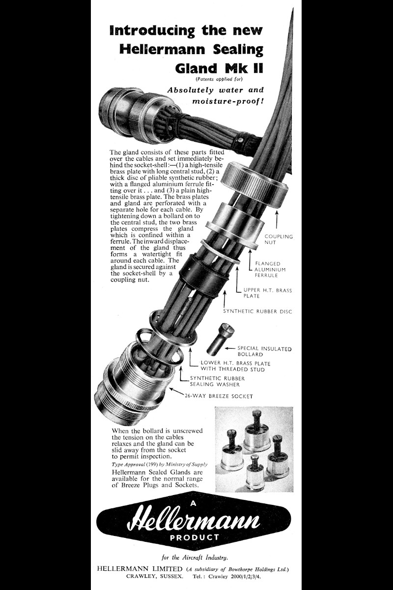 Hellermann advert - Sealing gland Mk II - Published: Aeroplane, 6th May 1955